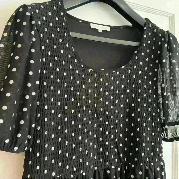 Madison + Hudson Tiered Flowy Dress Size M Black White Polka Dot Stretch Maxi - Picture 12 of 14